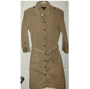 Tommy Hilfiger.Belted.Khaki Beige Safari Shirt Dress. Excellent Condition.Small